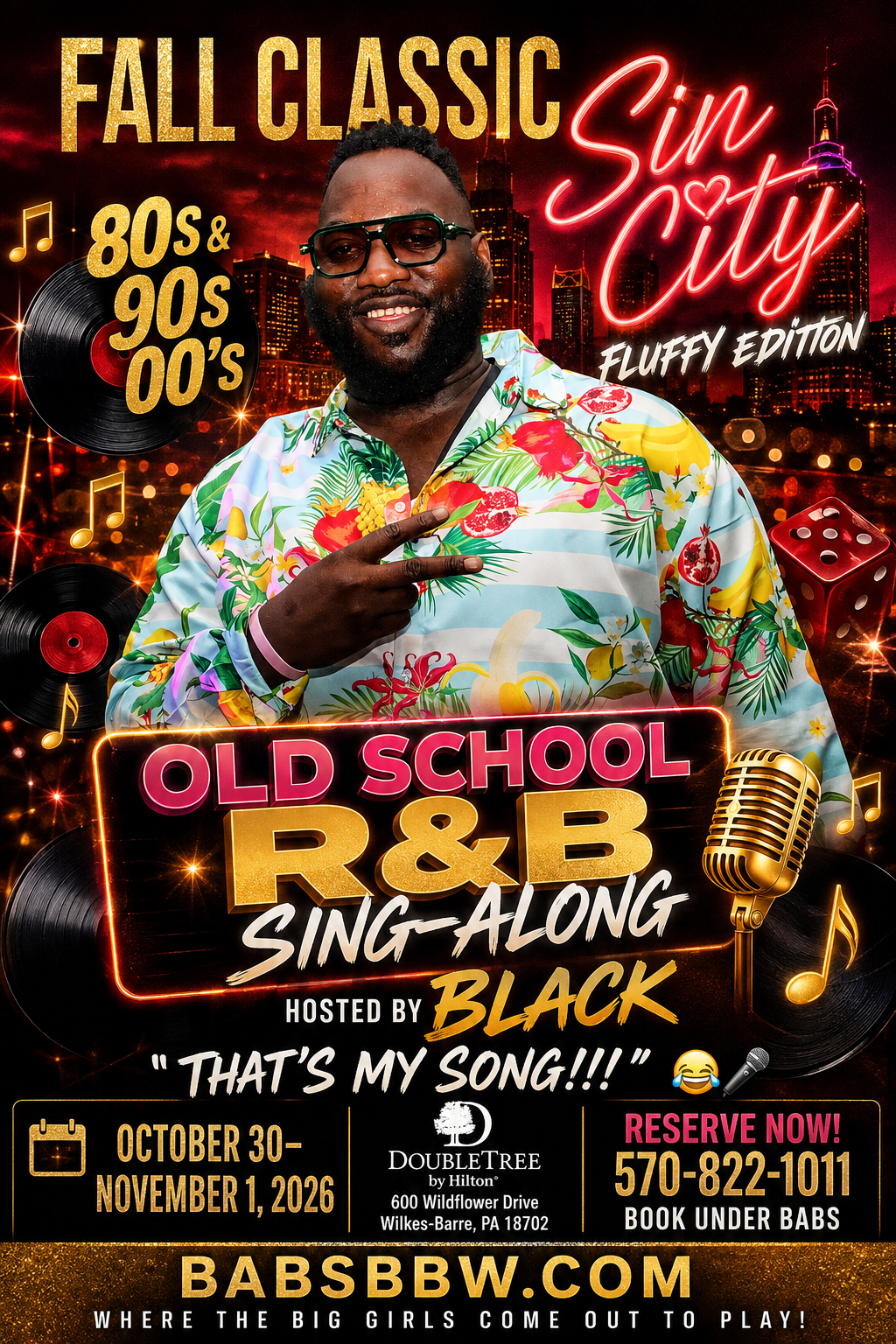Babs Fall Classic Old School R&B Sing-Along hosted by Black, featuring 80s, 90s and 00s music, October 30–November 1, 2026.